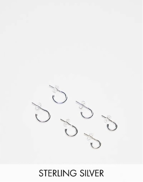 3-pack everyday huggie and hoop earrings in plated sterling silver