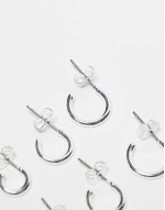 3-pack everyday huggie and hoop earrings in plated sterling silver