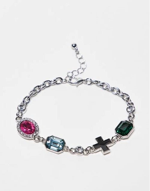 unisex set with colourful stones in silver